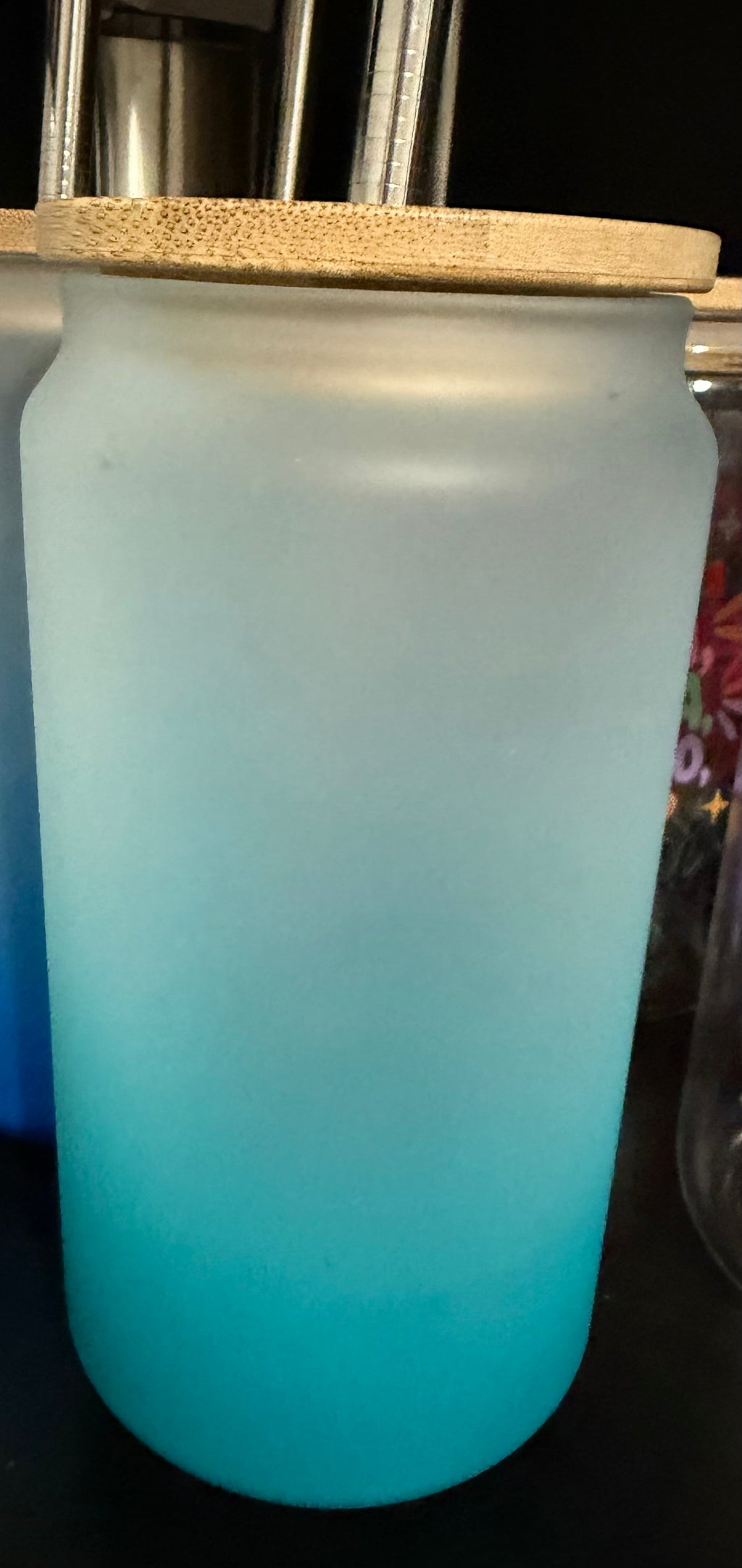Frosted glass sublimation tumbler with bamboo lid 18onz