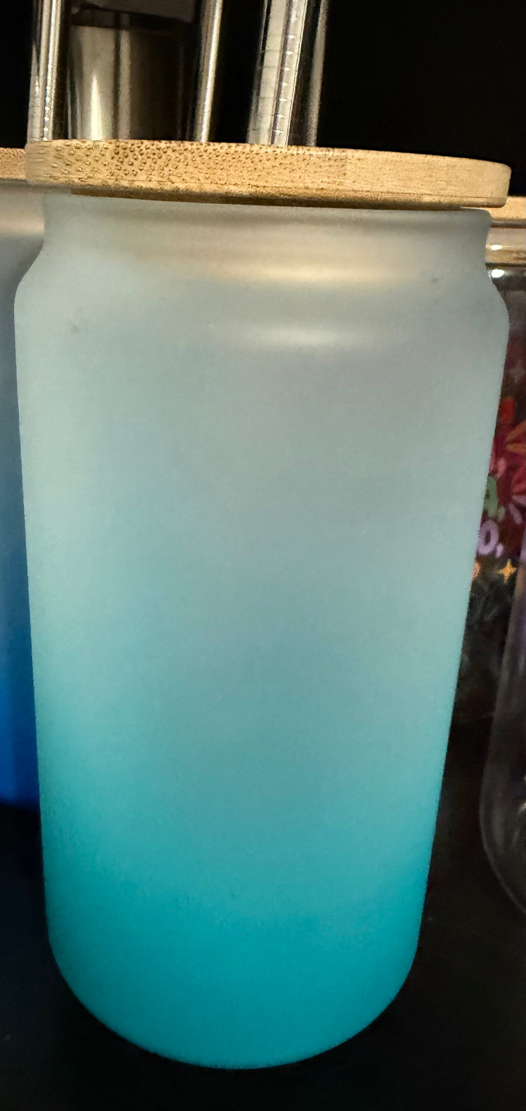 Frosted glass sublimation tumbler with bamboo lid 18onz