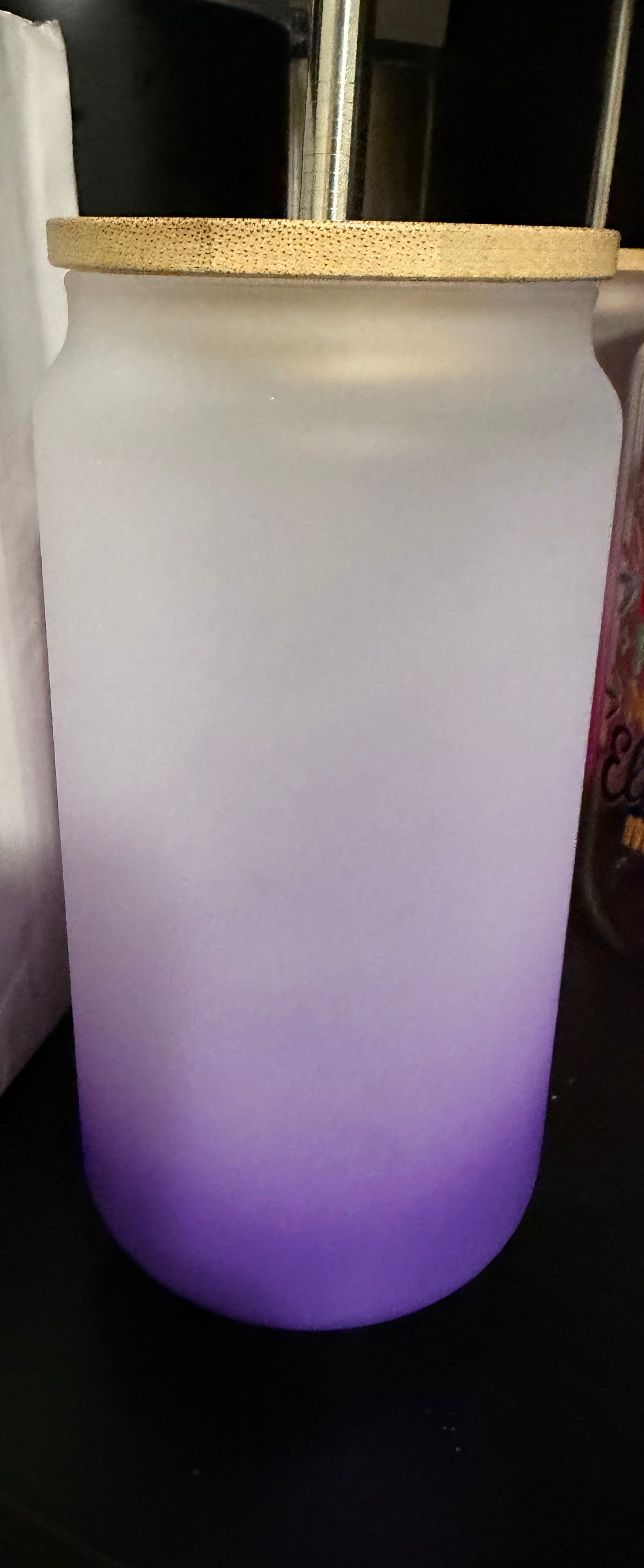 Frosted glass sublimation tumbler with bamboo lid 18onz