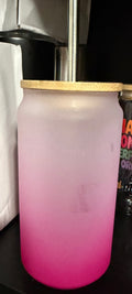 Frosted glass sublimation tumbler with bamboo lid 18onz